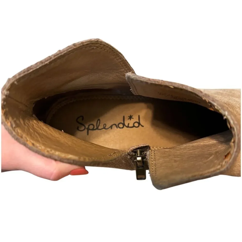 Splendid Hamptyn Suede Leather Ankle Boots Tan Beige Size 9